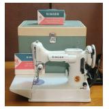 WHITE Singer Featherweight in original case w/ parts !