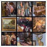 50% OFF SATURDAY! Best of the WEST! Western, Ntv. American, taxidermy, tools, collectibles, furn!+