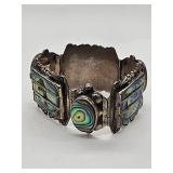 A signed and marked Made in Mexico Abalone link bracelet