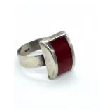 A sterling red Carnelian Inlay ring size 8.5