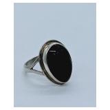 Silver and black Onyx size 8 ring