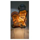 A vintage light up Joseph, Mary, baby Jesus, and lamb light up ceramic figurine