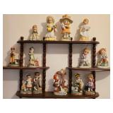 Ceramic figurines with various designs, marked 