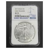 United States 2017 Eagle silver dollar, Early Releases MS 70 by NGC.