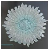 Glass decorative bowl with a textured floral design; measures 17" x 18"