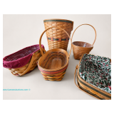 Five Longaberger handwoven baskets from Dresden, Ohio USA