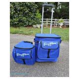 Two Tommy Bahama blue coolers with zip closures and carrying handles