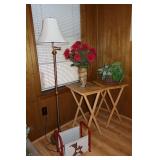 Pair TV Trays - Brass Floor Lamp