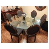 Dining Table with 6 Balloon Back Chairs