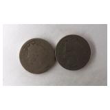 (2) Liberty Head V Nickels 1883 W/Out Cents & 1899