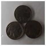 (3) Full Date Buffalo Nickels 1934, 1934-D, 1937