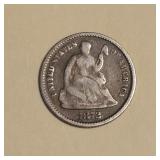 1872 Seated Liberty Silver Half Dime
