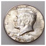 Strong Error Obv. 1969-D Silver/Clad Kennedy Half Dollar BU
