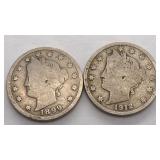 (2) Liberty Head V Nickels 1899 & 1912-D