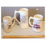 Three Vintage Fire Department "Wet-Down" Ceramic Mugs, Like New