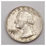 Error 1964 Silver Washington Quarter Dollar (Clashed Dies Obv.)