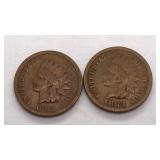 (2) Indian Head Cents 1882 & 1883 (Better Dates)
