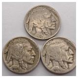 (3) Buffalo Nickels 1929, 1934 & 1935