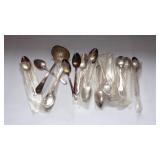 16 Vintage Silverplate Spoons (Victor S Co) & 1 Vintage Silverplate Ladle (G 48)-Pitted