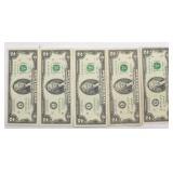 (5) Two Dollar Federal Reserve Notes
