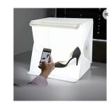 Zecti 16inch/40cm Photo Studio Light Box With 2 Dimmable LED Strip Lights And 2 Backdrops, Portable 