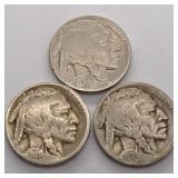 (3) Buffalo Nickels
