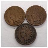 (3) Indian Head Cents 1901, 1902, 1906