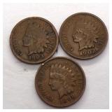 (3) Indian Head Cents