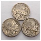 (3) Buffalo Nickels