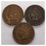 (3) Indian Head Cents