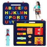 Busy Board For Toddlers, Montessori Basic Skills Toddler Activity Board For Fine Motor Skills & Lear