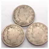 (3) Liberty Head V Nickels