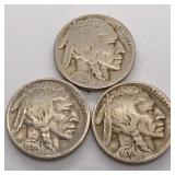 (3) Buffalo Nickels