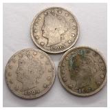 (3) Liberty Head V Nickels