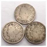 (3) Liberty Head V Nickels