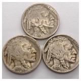 (3) Buffalo Nickels