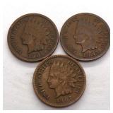 (3) Indian Head Cents
