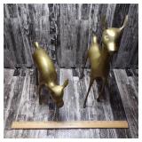 Two Solid Brass Deer Statues, Total Weight Approx. 6 Lbs.
