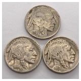 (3) Buffalo Nickels