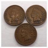 (3) Indian Head Cents