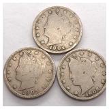 (3) Liberty Head V Nickels