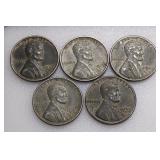 (5) 1943 Steel Wheat Cents (Not Searched)