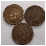 (3) Indian Head Cents