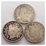 (3) Liberty Head V Nickels
