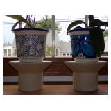 "New In Box" Pair Of Ceramic Decorative Indoor Plant & Flower Pedestals, From Target By Threshold