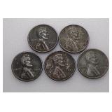 (5) 1943 Steel Wheat Cents (Not Searched)