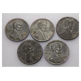 (5) 1943 Steel Wheat Cents (Not Searched)