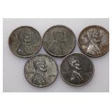 (5) 1943 Steel Wheat Cents (Not Searched)