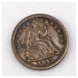 Beautiful (Choice Uncirculated) With Error 1845 Seated Liberty Silver Half Dime, Die Crack Reverse