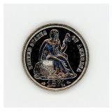 Stunning 1874 Seated Liberty Silver Dime Choice (GEM BU, Proof-Like)